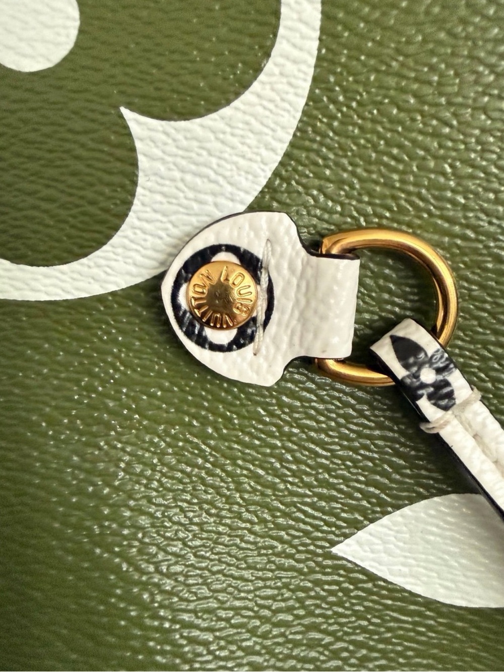 Louis Vuitton Olive Green and White Monogram Large Tote with White Pouch - Picture 11 of 15